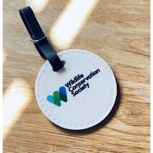 Wildlife Conservation Society Animal Logo Beige 3" Round Felt Luggage Tag Zoo